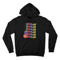 Girl Retro Taylor First Name Personalized Groovy 80S Tall Hoodie