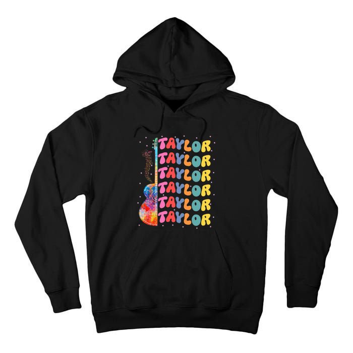 Girl Retro Taylor First Name Personalized Groovy 80S Tall Hoodie