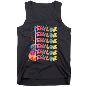 Girl Retro Taylor First Name Personalized Groovy 80S Tank Top