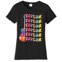 Girl Retro Taylor First Name Personalized Groovy 80S Women's T-Shirt