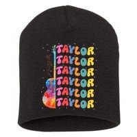 Girl Retro Taylor First Name Personalized Groovy 80S Short Acrylic Beanie