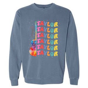 Girl Retro Taylor First Name Personalized Groovy 80S Garment-Dyed Sweatshirt