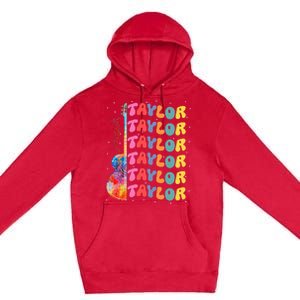 Girl Retro Taylor First Name Personalized Groovy 80S Premium Pullover Hoodie