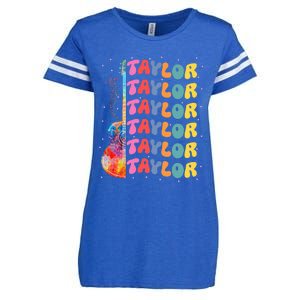 Girl Retro Taylor First Name Personalized Groovy 80S Enza Ladies Jersey Football T-Shirt