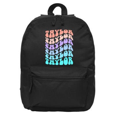 Girl Retro Taylor First Name Personalized 16 in Basic Backpack