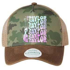 Girl Retro Taylor First Name Personalized Groovy 80S Pink Legacy Tie Dye Trucker Hat