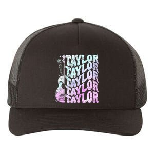 Girl Retro Taylor First Name Personalized Groovy 80S Pink Yupoong Adult 5-Panel Trucker Hat