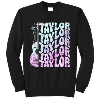 Girl Retro Taylor First Name Personalized Groovy 80S Pink Sweatshirt