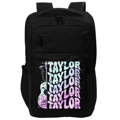 Girl Retro Taylor First Name Personalized Groovy 80S Pink Impact Tech Backpack