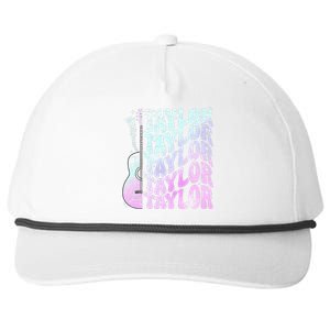 Girl Retro Taylor First Name Personalized Groovy 80S Pink Snapback Five-Panel Rope Hat