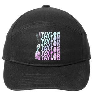 Girl Retro Taylor First Name Personalized Groovy 80S Pink 7-Panel Snapback Hat