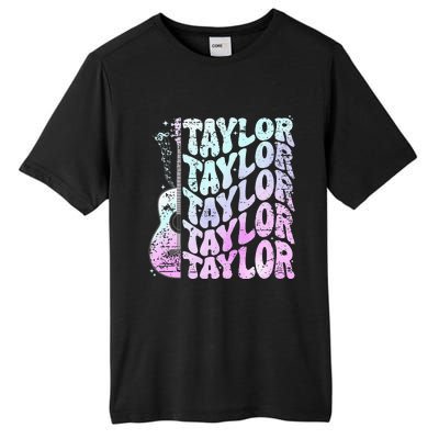 Girl Retro Taylor First Name Personalized Groovy 80S Pink Tall Fusion ChromaSoft Performance T-Shirt