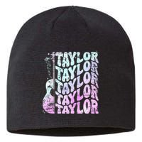 Girl Retro Taylor First Name Personalized Groovy 80S Pink Sustainable Beanie