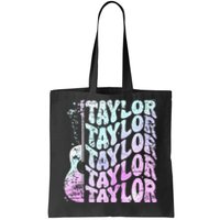 Girl Retro Taylor First Name Personalized Groovy 80S Pink Tote Bag