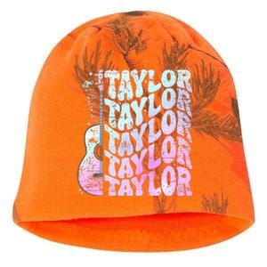 Girl Retro Taylor First Name Personalized Groovy 80S Pink Kati - Camo Knit Beanie