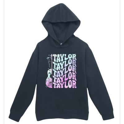 Girl Retro Taylor First Name Personalized Groovy 80S Pink Urban Pullover Hoodie