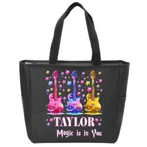 Girl Retro Taylor First Name Personalized Groovy 80S Zip Tote Bag