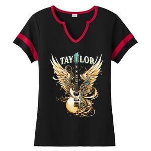 Girl Retro Taylor First Name Personalized Groovy 80S Ladies Halftime Notch Neck Tee