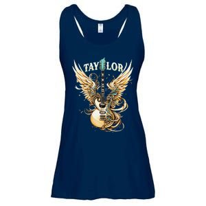 Girl Retro Taylor First Name Personalized Groovy 80S Ladies Essential Flowy Tank