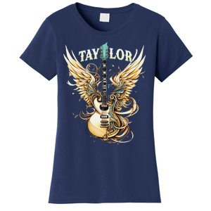 Girl Retro Taylor First Name Personalized Groovy 80S Women's T-Shirt