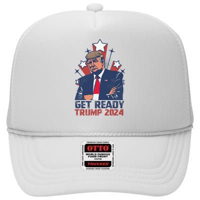 Get Ready: USA Donald Trump 2024 Presidential Election High Crown Mesh Back Trucker Hat