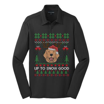 Golden Retriever Up To Snow Good Ugly Xmas Ugly Meaningful Gift Silk Touch Performance Long Sleeve Polo