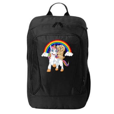 Goldendoodle Riding Unicorn City Backpack