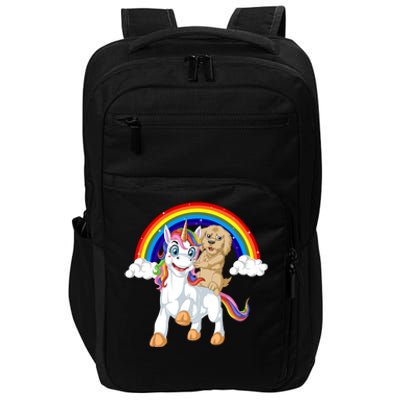 Goldendoodle Riding Unicorn Impact Tech Backpack