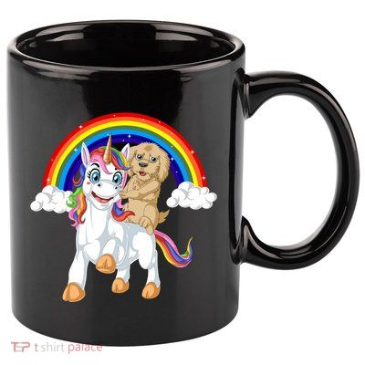 Goldendoodle Riding Unicorn 11oz C Handle Ceramic Mug