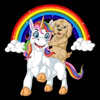 Goldendoodle Riding Unicorn Drawstring Bag