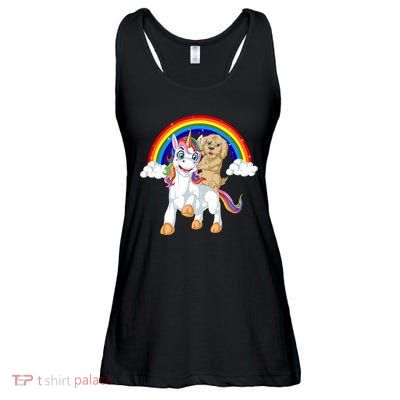 Goldendoodle Riding Unicorn Ladies Essential Flowy Tank