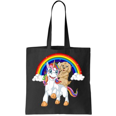 Goldendoodle Riding Unicorn Tote Bag