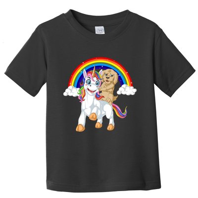 Goldendoodle Riding Unicorn Toddler T-Shirt