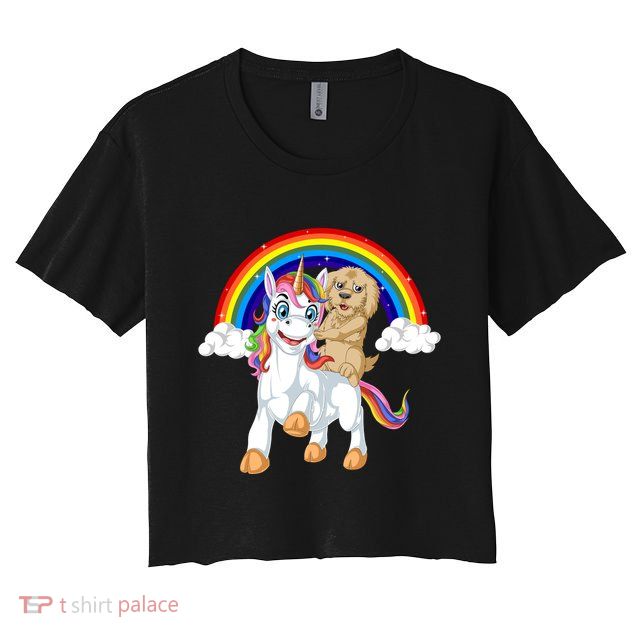 Goldendoodle Riding Unicorn Crop Top