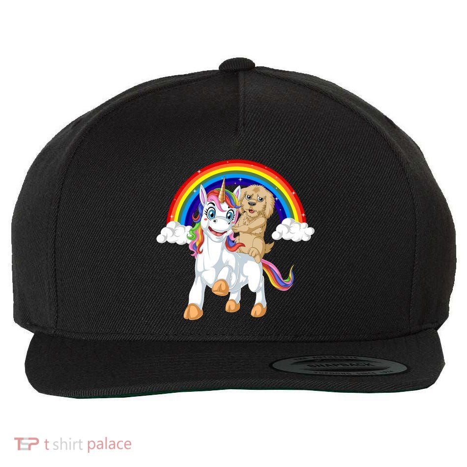 Goldendoodle Riding Unicorn Wool Snapback Cap