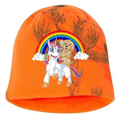 Goldendoodle Riding Unicorn Kati - Camo Knit Beanie