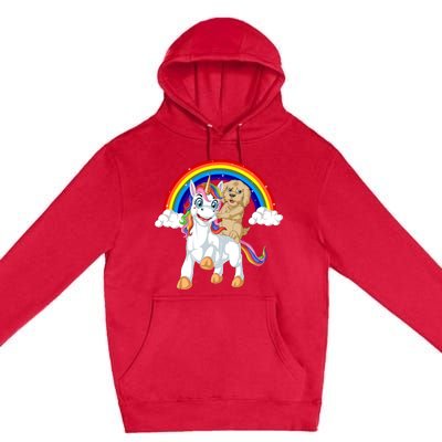 Goldendoodle Riding Unicorn Premium Pullover Hoodie