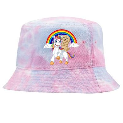 Goldendoodle Riding Unicorn Tie-Dyed Bucket Hat