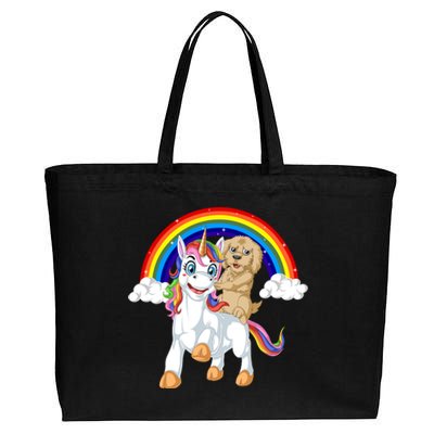 Goldendoodle Riding Unicorn Cotton Canvas Jumbo Tote