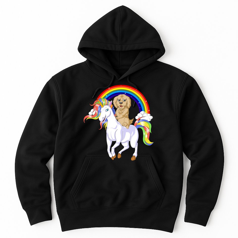 Goldendoodle Riding Unicorn Hoodie
