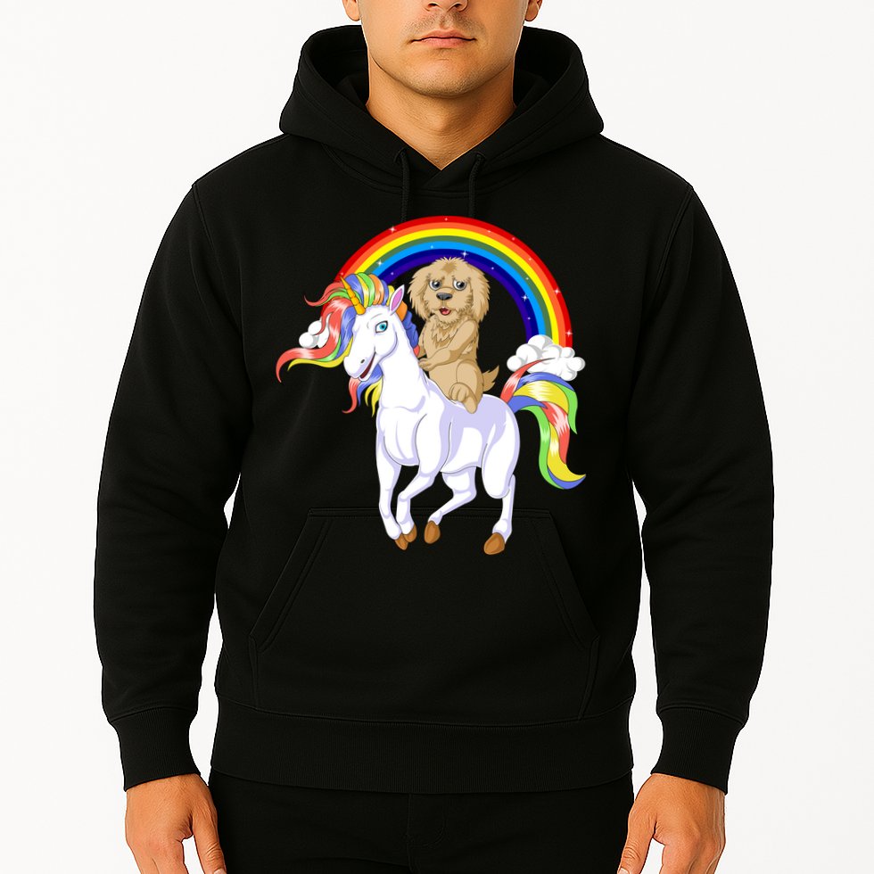 Goldendoodle Riding Unicorn Hoodie