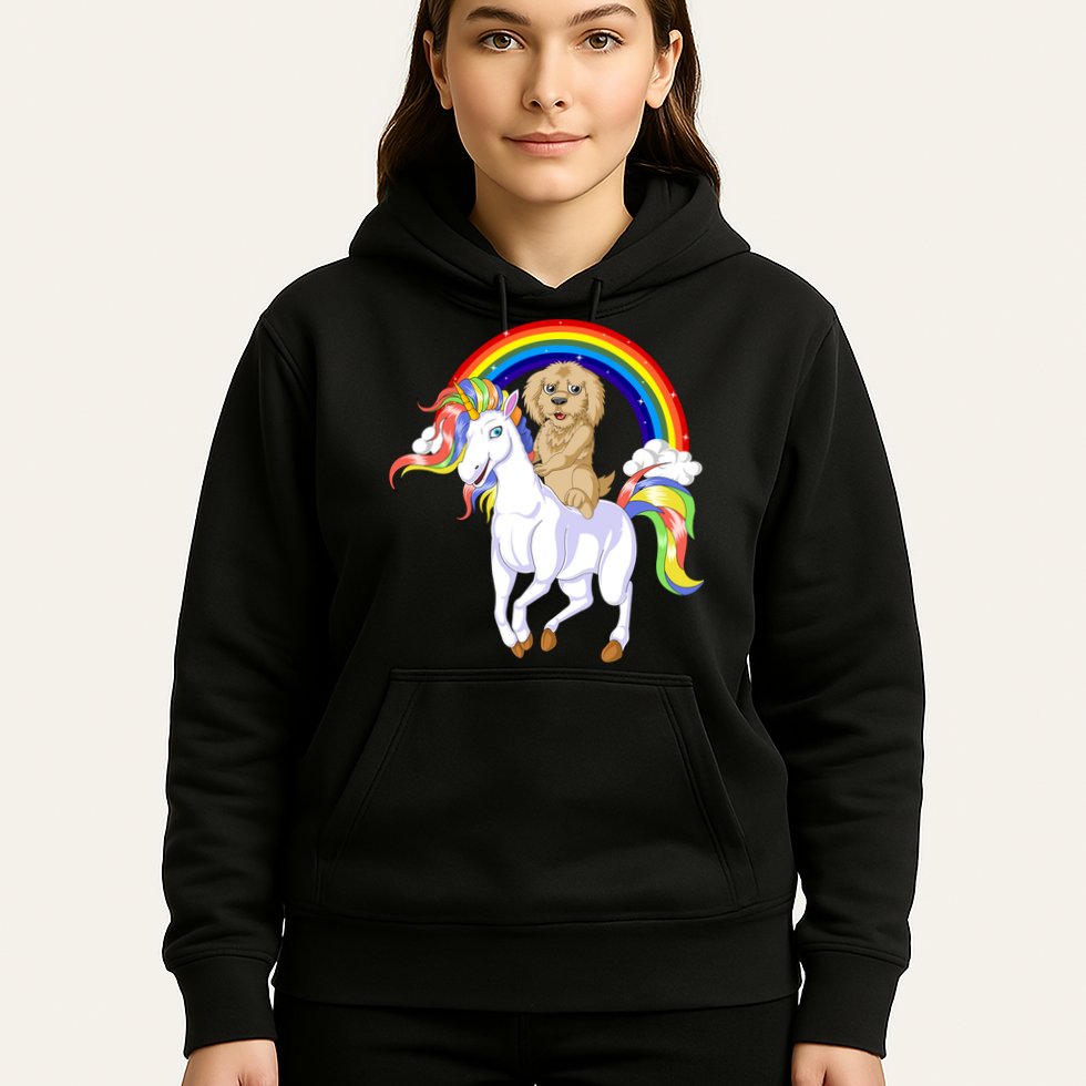 Goldendoodle Riding Unicorn Hoodie
