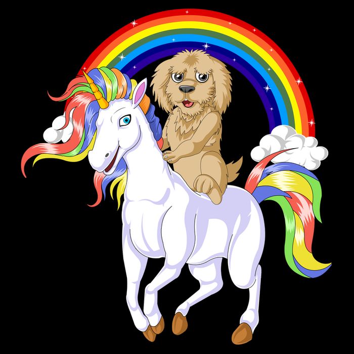 Goldendoodle Riding Unicorn Bucket Hat