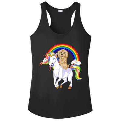 Goldendoodle Riding Unicorn Ladies PosiCharge Competitor Racerback Tank