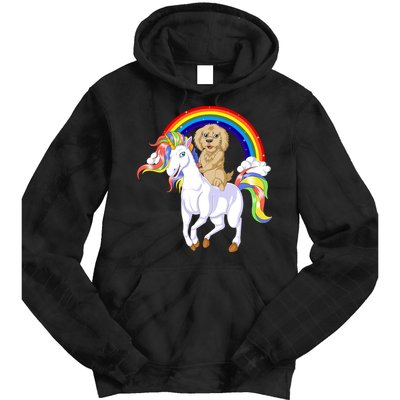 Goldendoodle Riding Unicorn Tie Dye Hoodie