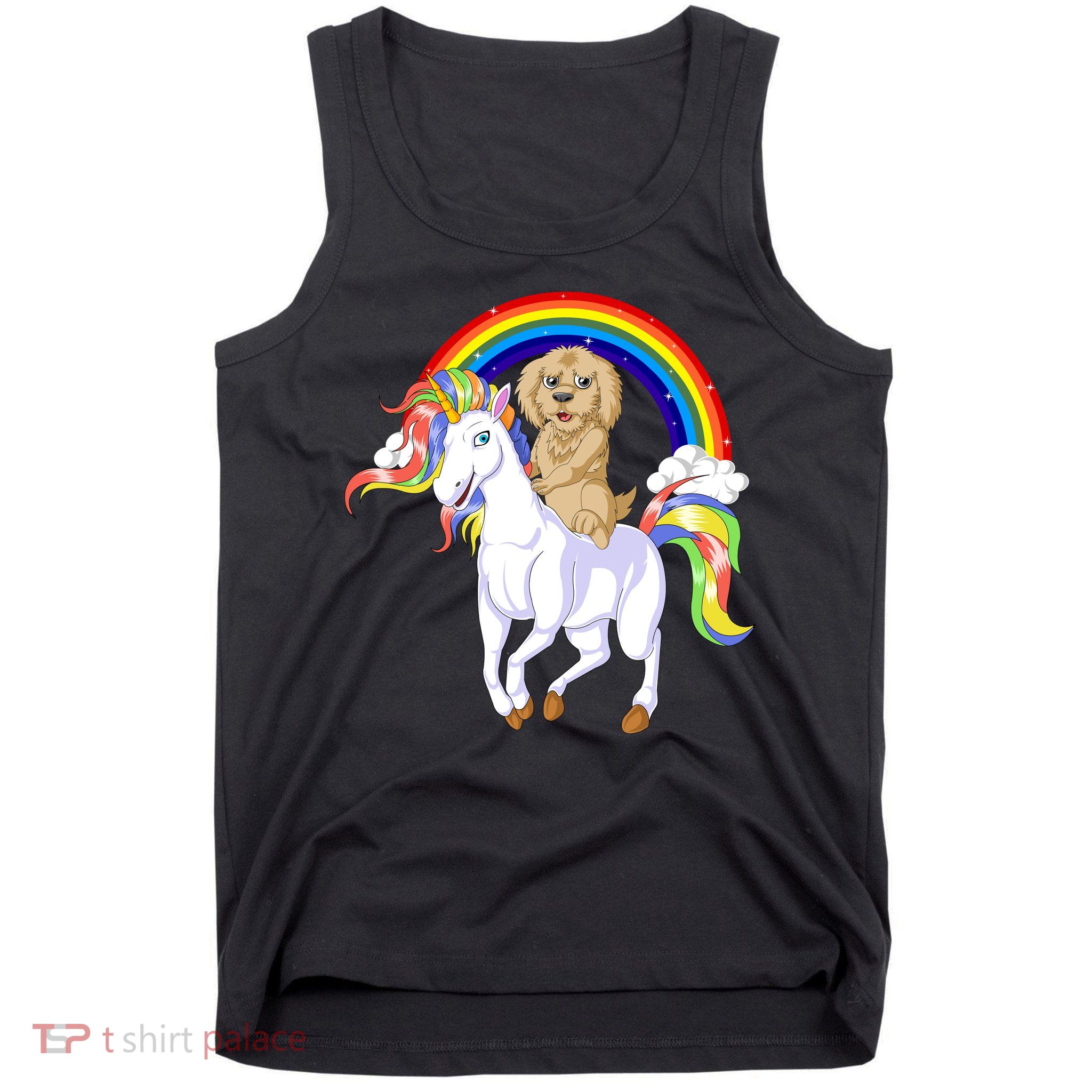 Goldendoodle Riding Unicorn Tank Top