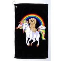 Goldendoodle Riding Unicorn Golf Towel