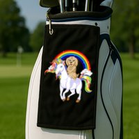 Goldendoodle Riding Unicorn Golf Towel