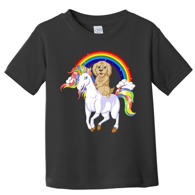 Goldendoodle Riding Unicorn Toddler T-Shirt