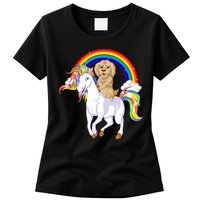 Goldendoodle Riding Unicorn Womens T-Shirt